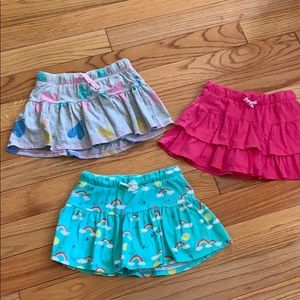 Lot of 3 Cat and Jack skirts with built in shorts